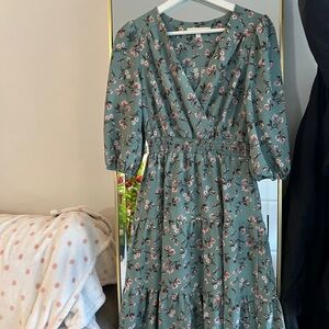 Monteau Green Floral Dress